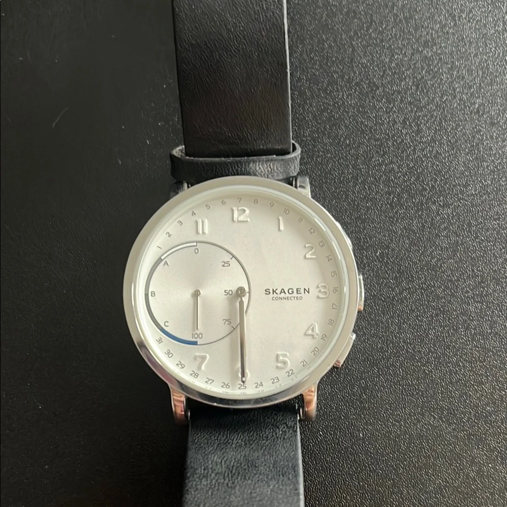 Skagen Men's Black Leather Watch